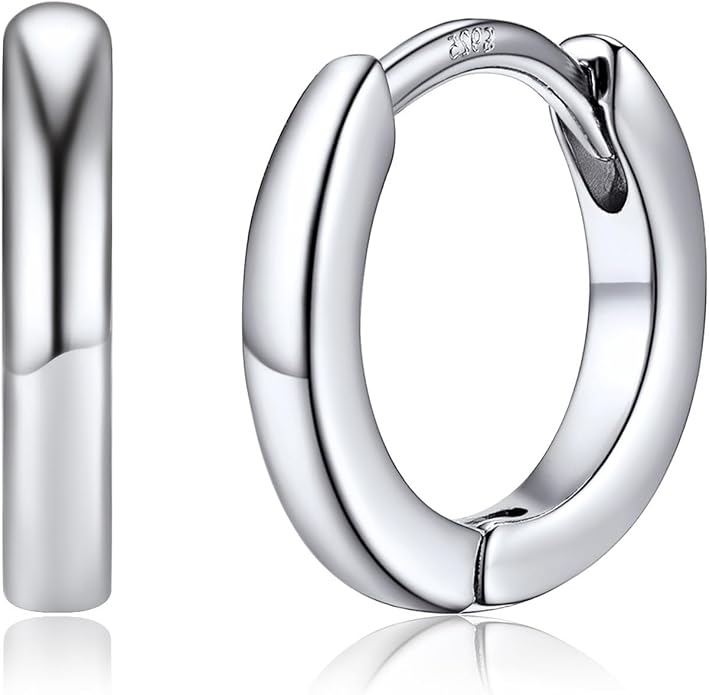 PROSTEEL Hoop Earrings for Women, Huggie Hoop with 925 Sterling Silver Post, 8/10/12/14/16/18/20mm Small Huggie Hoops, 14K Gold Plated/Silver/Black/Rose Gold Hypoallergenic Earrings Jewelry