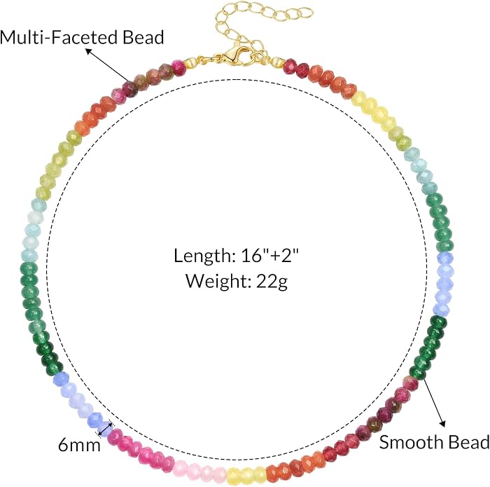 KELORIS PATH Beaded Necklace for Women, Colorful Gemstone Boho Bead Choker for Beach, Trendy Summer Natural Stone Jewelry Gifts