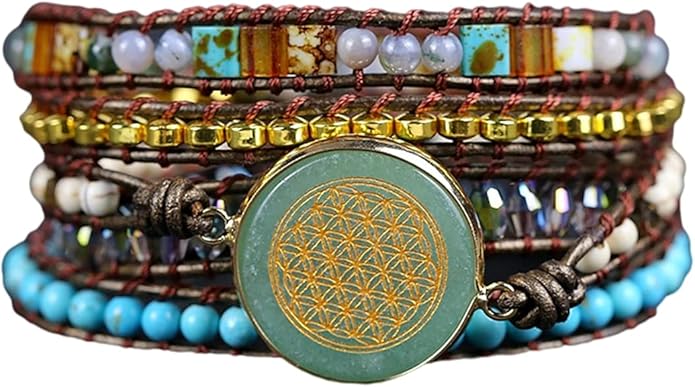 Women Wrap Bracelets Boho Natural Stone Jasper Turquoises Strand Bracelet Jewelry Collection