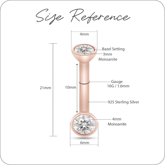 SAVEARTH DIAMONDS 1/3 Carat Round Cut Lab Created Moissanite Diamond Belly Button Navel Rings Body Piercing Jewelry For Women In 14K Gold Over Sterling Silver (VVS1 Clarity, 0.33 Cttw)