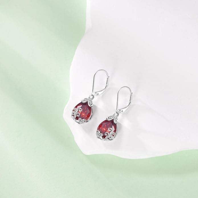 POPLYKE Celtic Filigree Teardrop Drop Dangle Earrings Sterling Silver Leverback Earrings Jewelry for Women