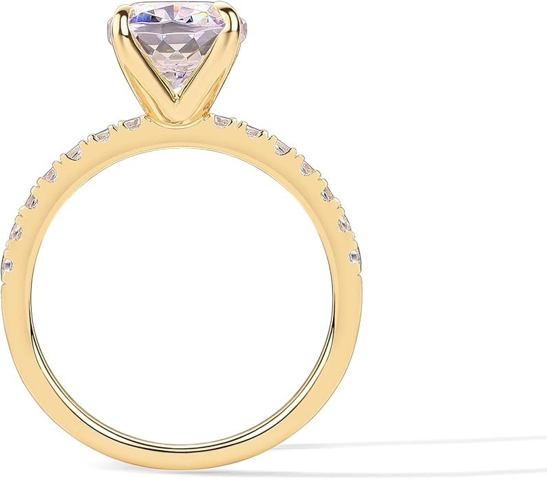 PAVOI 14K Gold Plated Engagement Rings for Women | Promise Wedding Band | 1.50CT - 3CT Cushion Cut Round Oval Cubic Zirconia Engagement Ring