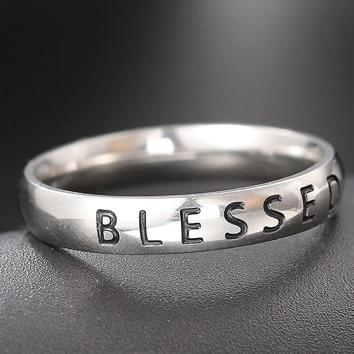 Jude Jewelers 4mm Stainless Steel Love Faith Hope Blessed Mantra Inspirational Wedding Band Ring
