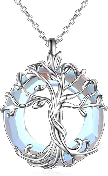 TOUPOP Tree of Life Necklace Gifts for Women 925 Sterling Silver Family Tree Pendant with Crystal Birthday Irish Jewelry Gifts for Women Her Wife Mom