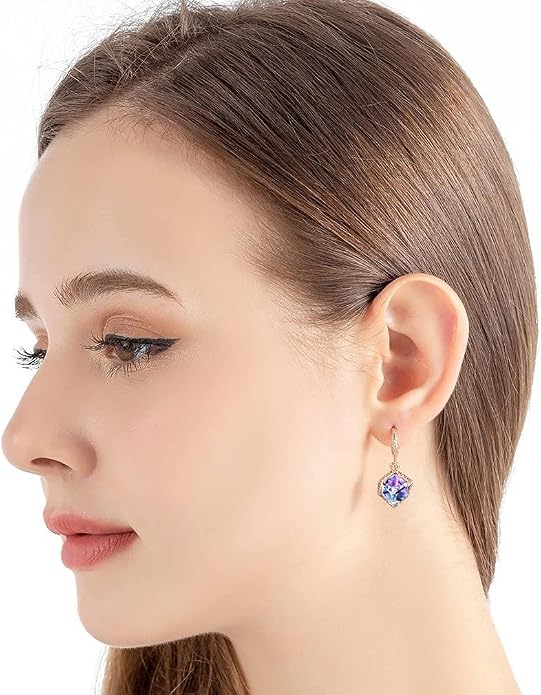 Austrian Crystal Cube Drop Dangle Earrings for Women 14K Gold Plated Hypoallergenic Jewelry
