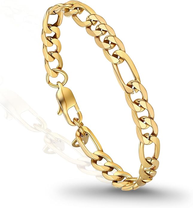 PROSTEEL Silver/Gold/Black Bracelets for Men Figaro Cuban Link, 6mm-13mm Width, 7.5"/8.3"/9" Length, Stainless Steel Mens Bracelet Jewelry with Gift Box
