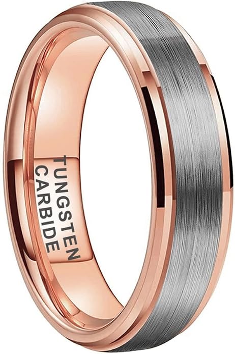 TUTISS 6mm 8mm Tungsten Rings for Men Women Fashion Engagement Wedding Bands Brushed Finish Stepped Beveled Edges Comfort Fit