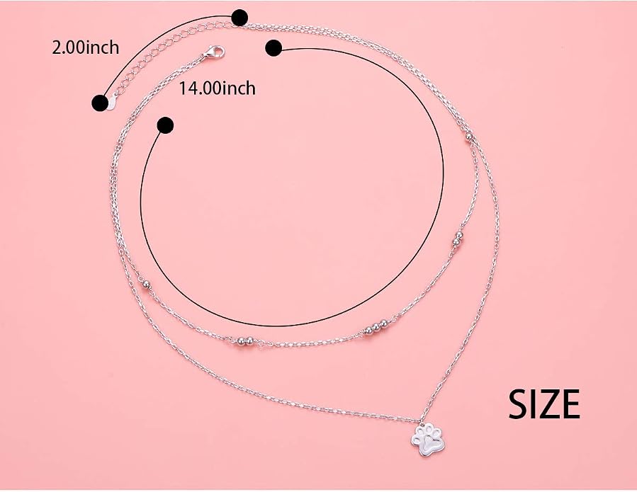 Layered Choker Necklaces for Women S925 Sterling Silver Circle/Heart/Cross/Star Multi Layered Necklace Handmade Bead Chain Adjustable Jewelry for Birthday