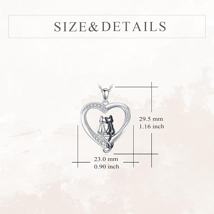 Cat Necklace Sterling Silver Cat Zircon Pendant Gothic Jewelry for Women Animal Lovers Gifts