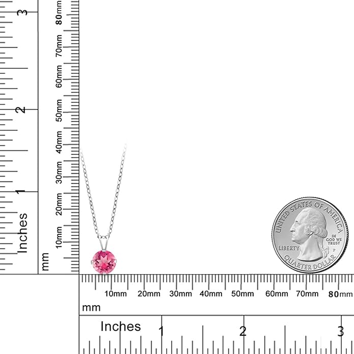 Gem Stone King 7MM Round Gemstone Birthstone Pendant Necklace For Women | 925 Sterling Silver | With 18 Inch Silver Chain | Fine Jewelry Gifts for Women Her Mom Wife