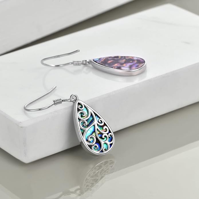 POPLYKE 925 Sterling Silver Tree of Life Dangle Earrings for Women Fashion Abalone Shell Jewelry Gifts for Mom Sister Friend Birthday