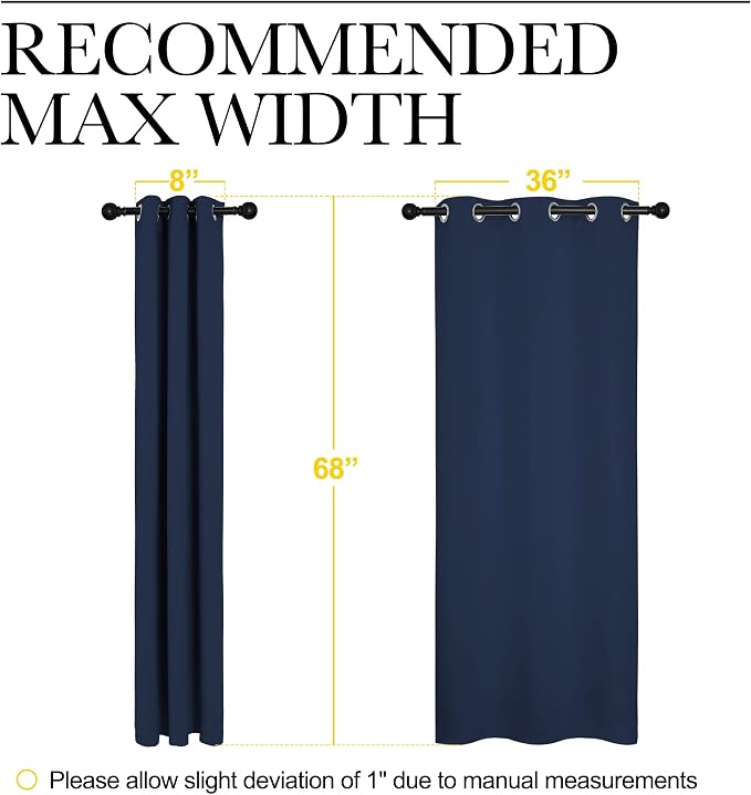 NICETOWN Blackout Draperies Curtains, All Season Thermal Insulated Solid Grommet Top Blackout Curtains/Drapes for Kid's Room (Navy, 1 Pair, 42 x 68 inches)