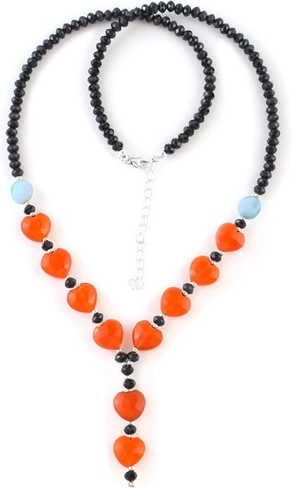 925 Sterling Silver Handmade Gemstone Necklace with Natural Heart-Shaped Beads – Dainty Jewelry for Women