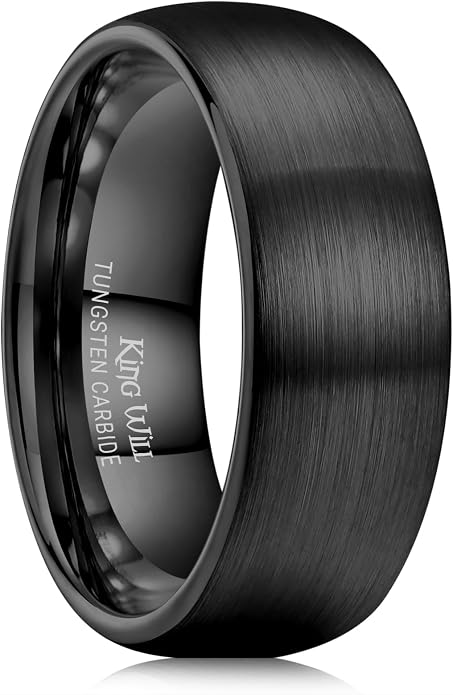 King Will Wedding Band for Men Women, 2/4/6/7/8mm Domed Matte Brushed Tungsten Carbide Rings, Solid/Dual Color Engagement Rings, Comfort Fit