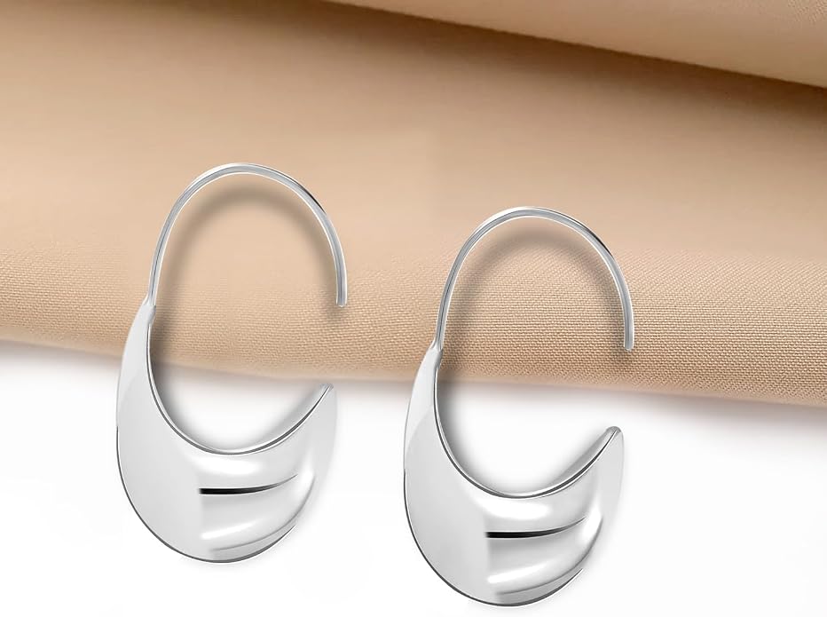 LeCalla 925 Sterling Silver Drop Ear Cuffs Earrings | Lightweight Threader Wire Shaped Teardrop Dangle Earring for Women | Hypoallergenic Piercing Gifts for Her