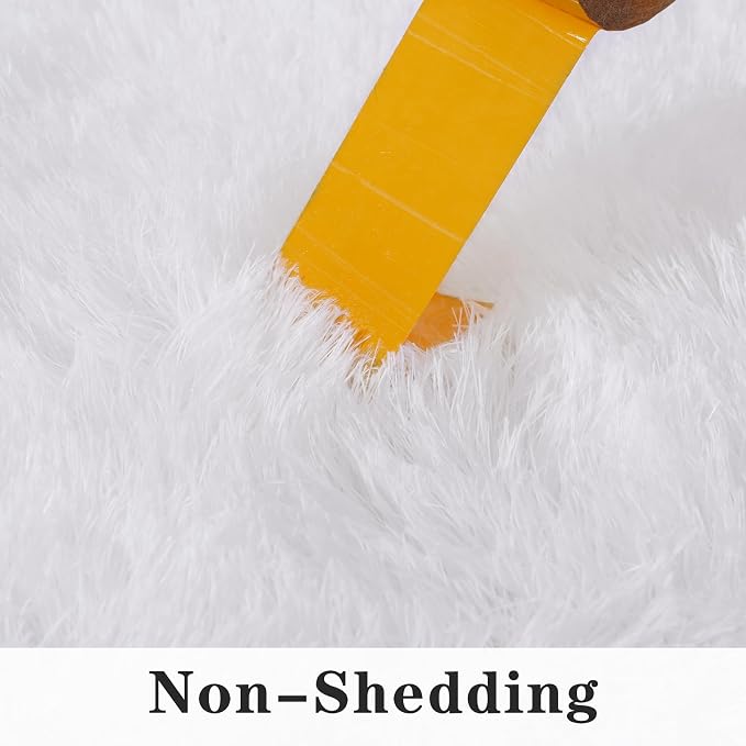 Dssimo White Fluffy Rugs for Bedroom 5x7 Soft Shag Carpet for Bedside | Non-Slip Plush Furry Cream Area Rug for Living Room Nursery Kids Room Dorm Room Home Decor, Indoor Plush Floor Carpet ﻿