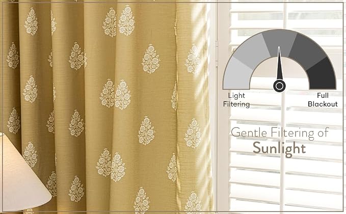 DrapePalette - Linen Blend Pinch Pleated Curtains 96 Inches Long for Living Room, Bedroom, Dining Room, Light Filtering Curtains 2 Panels Set, Modern Floral Printed Design, Brown Rose, 30" W x 96" L