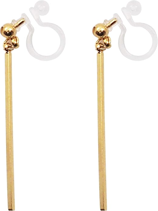 Comfortable Stick Invisible Clip On Earrings Gold Dangle Long Waved Threader Bar Clip-On Non Pierced Earrings Silver For Women,…