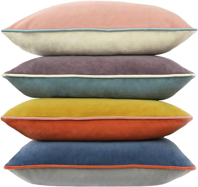 Set of 4 Velvet Throw Pillow Covers Soft Throw Pillow Cases 18x18Inch Square Cushion Covers for Bed Couch Sofa Home Decorative