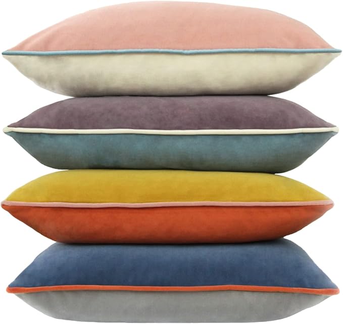Velvet Throw Pillow Covers 20x20 Inch Set of 4 Decorative Velour Pillowcases Double-Colored Cushion Covers for Sofa Couch,Warm-Edge