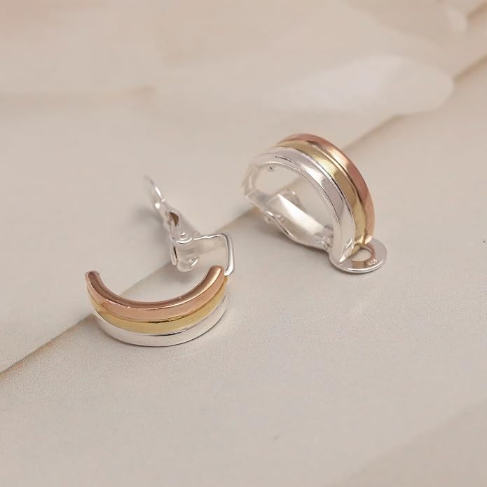 LeCalla 925 Sterling Silver Small Medium Clip On Earrings Non-Pierced Clip-On Stud Earring for Teen Women