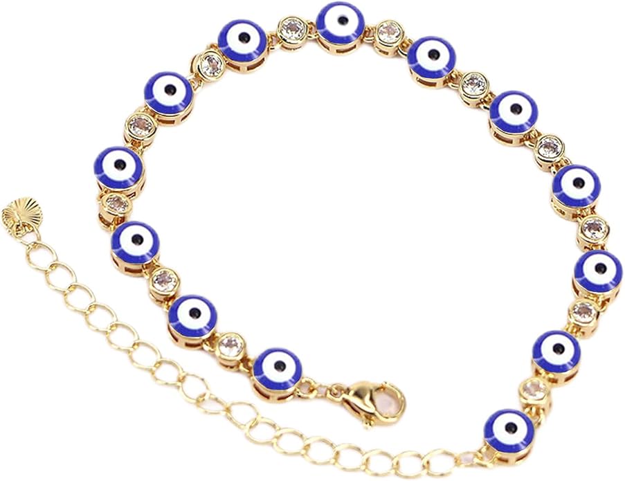 Gold Bracelets for Women Evil Eye Dainty Bracelet Adjustable Turkish Blue Pink Red Evil Eye Protection Bracelet Jewelry