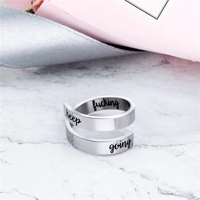 Inspirational Rings for Women Statement Stainless Steel Spiral Wrap Twist Ring Encouragement Personalized Jewelry Birthday Gifts