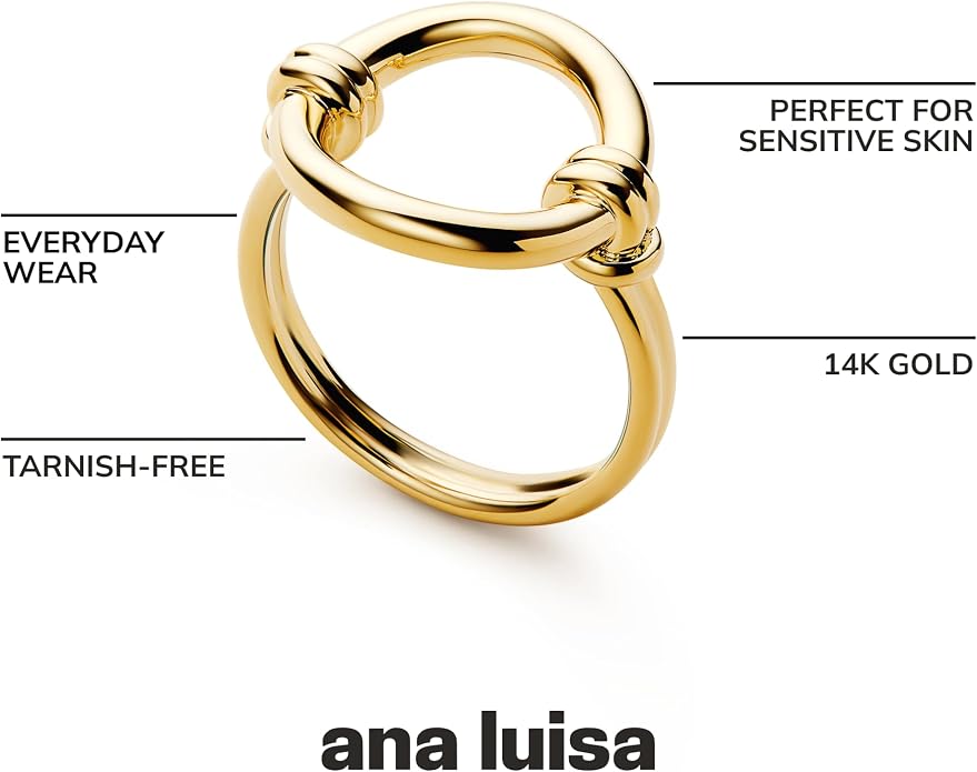 Ana Luisa Gold Rings for Women - 14K Gold Plated Rings for Women Non Tarnish - Trendy Stacking Ring for Daily Wear - Twisted, Heart, Eternity Ring Styles - Hypoallergenic & Water-Resistant Jewelry