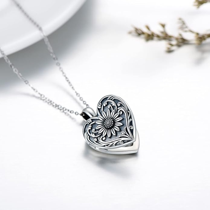 SOULMEET Personalized Silver Locket Necklace That Holds Pictures Photo Keep Someone Near to You, Memorial Custom Lockets Necklaces Letters Engraving for His Her