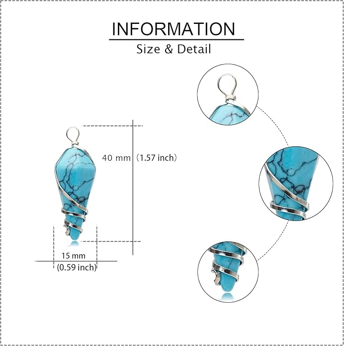6 Pieces Natural Stone Pendant Wire Wrapped Hexagonal Healing Quartz Crystal Point Gemstone Wand Charm for Jewelry Making Necklace Bracelet