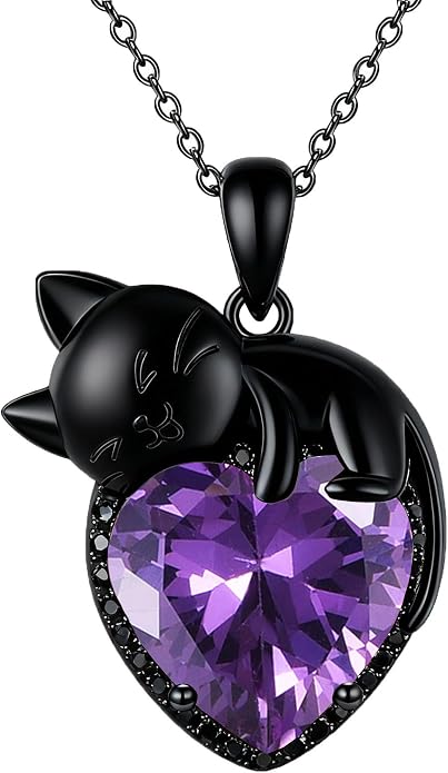 Cat Necklace Sterling Silver Cat Zircon Pendant Gothic Jewelry for Women Animal Lovers Gifts