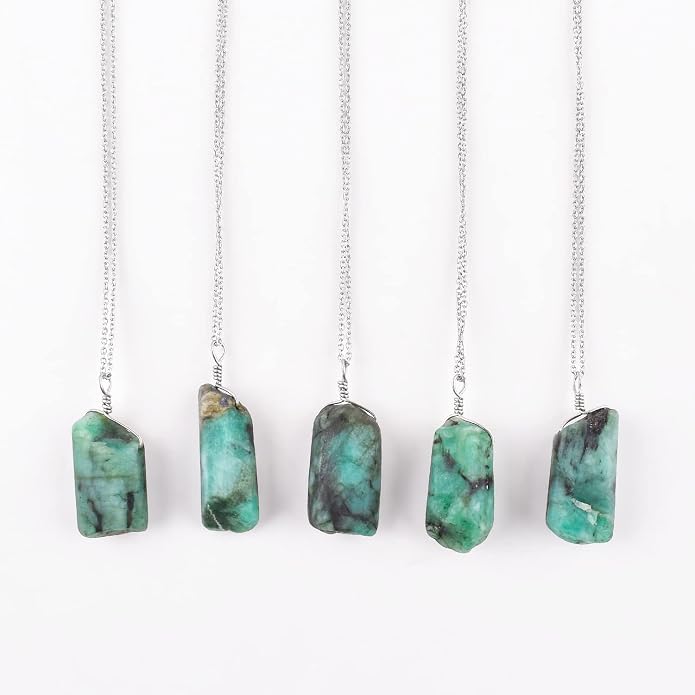 Raw Gemstone Dainty Pendant Necklace for Women, Trendy Healing Chakra Crystal, Birthstone Handmade 925 Sterling Silver Adjustable 18 inch Chain Jewelry, Birthday Gifts