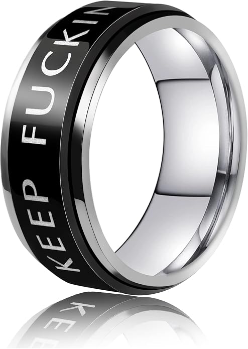 LAOYOU Fidget Anxiety Ring for Men | 8mm Spinner Band for Calming, Worry, Stress Relief & Mindfulness | Hypoallergenic Stainless Steel Comfort Fit Non Tarnish