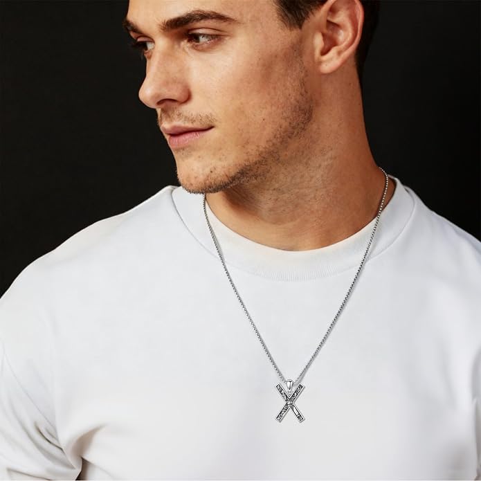 Viking Necklace 925 Sterling Silver Viking Rune Letter Pendant Norse Jewelry Gifts for Men Father