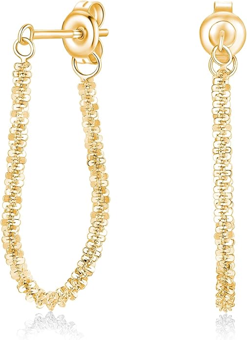 Tassel Earrings for Women Gold Plated Silver Chain Earrings Dainty Minimalist Dangle Drop Studs