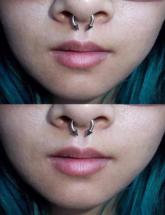 00G 0G 2G 4G 6G 8G 10G 12G 14G 16G Septum Rings Silver Black Surgical Steel Heavy Gauges Earrings Stretching kit Eyebrow Lip Septm Nose Rings Helix Tragus Daith Rook Earrings Hoops 10mm-19mm