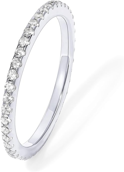 PAVOI Gold Plated Solid 925 Sterling Silver CZ Simulated Diamond Stackable Ring Eternity Bands for Women
