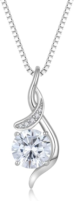 Women‘s Birthstone Pendant Necklace S925 Sterling Silver Imitation Diamond Infinity Necklace Jewelry Gift for Her