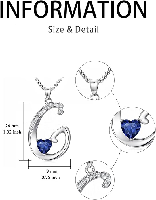 Birthday Gifts for Women Alphabet A to Z Initial Birthstone Pendant Necklaces for Women - 18k White Gold Plated Personalized Name Jewelry Anniversary Graduation Gifts for Wife Her Daughter Girlfriend(with Gift Box)