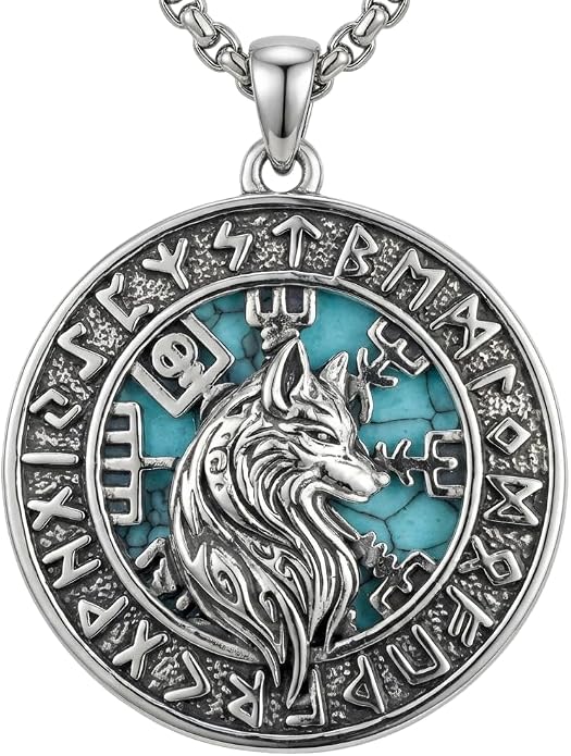 CRMAD Viking Owl/Raven Necklace Vintage Animal Totem Pendant Rune of Lune Jewelry Gift for Men and Women 24 in Chain