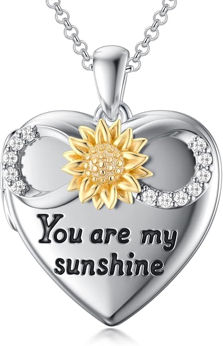 SOULMEET Personalized Silver Locket Necklace That Holds Pictures Photo Keep Someone Near to You, Memorial Custom Lockets Necklaces Letters Engraving for His Her
