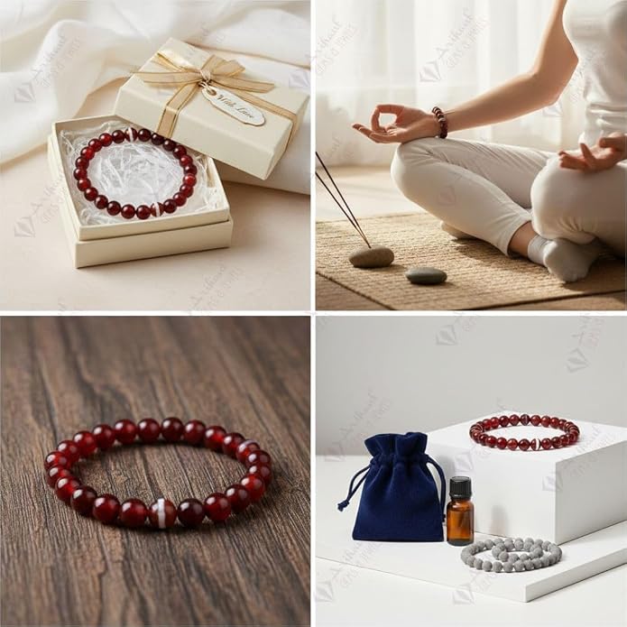 Arihant Gems And Jewels Reiki/Yoga Healing Crystal Stretchable Bracelet,100% Natural And Certified, Astrological Gemstone, Unisex Both For Men & Women - (8 Mm)
