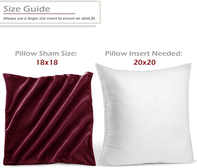 Nestl Throw Pillow Covers, Cozy Velvet Decorative Outdoor Pillow Covers 18X18 Inches, Soft Solid Cushion Covers for Sofa, Bed and Car, Set of 4 - Burgundy Red