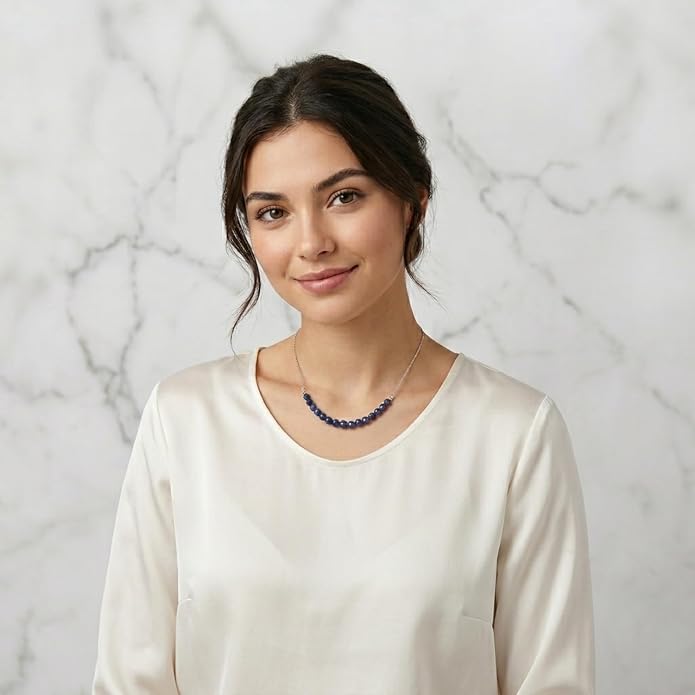 Natural Gemstone Dainty Pendant Necklace for Women Handmade Crystal Jewelry 925 Sterling Silver 18 Inch Chain Healing Chakra Christmas Birthday Gift for Her