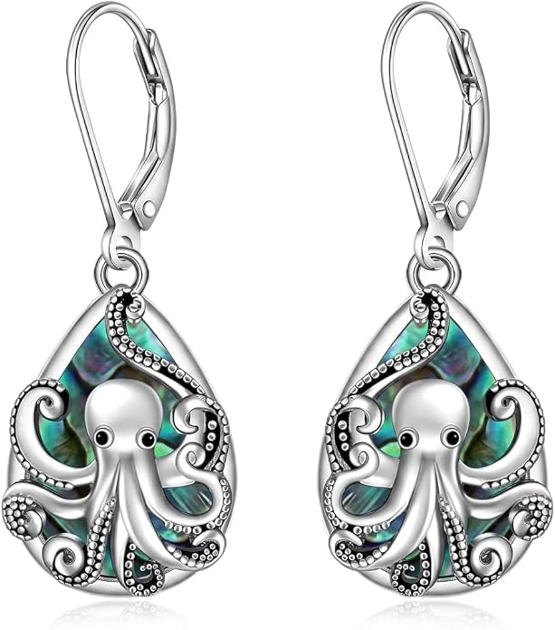 Octopus Earrings for Women Octopus Tentacle Earrings Sterling Silver Ocean Kraken Sea Animal Drop Dangle Jewelry Gift