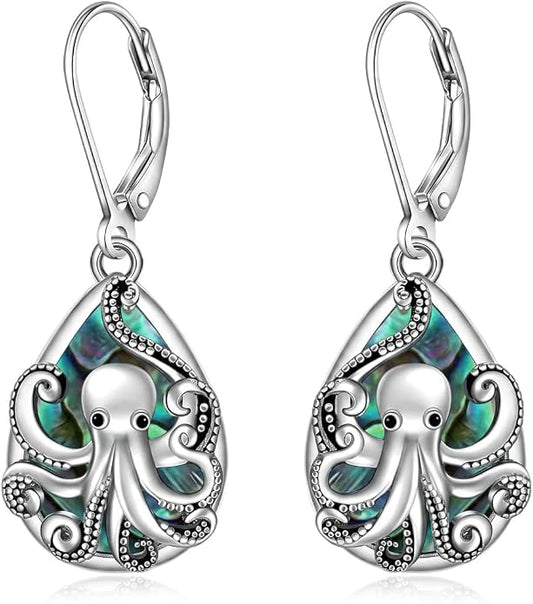 Octopus Earrings for Women Octopus Tentacle Earrings Sterling Silver Ocean Kraken Sea Animal Drop Dangle Jewelry Gift