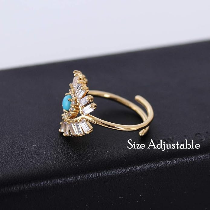 Obidos Evil Eye Rings for Women 14K Gold Plated Adjustable Cubic Zirconia Evil Eye Signet Ring Mother Day Jewelry Protection Lucky Gift