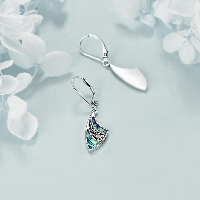 Abalone Shell Dangle Drop Earrings for Women 925 Sterling Silver Filigree Bohemian Earrings Jewelry Gift