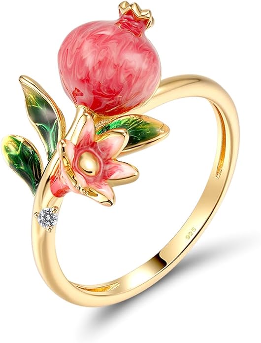 Santuzza 925 Sterling Silver Enamel Flower Ring for Women