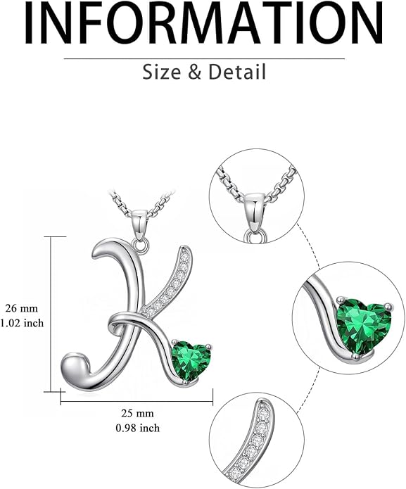 Birthday Gifts for Women Alphabet A to Z Initial Birthstone Pendant Necklaces for Women - 18k White Gold Plated Personalized Name Jewelry Anniversary Graduation Gifts for Wife Her Daughter Girlfriend(with Gift Box)